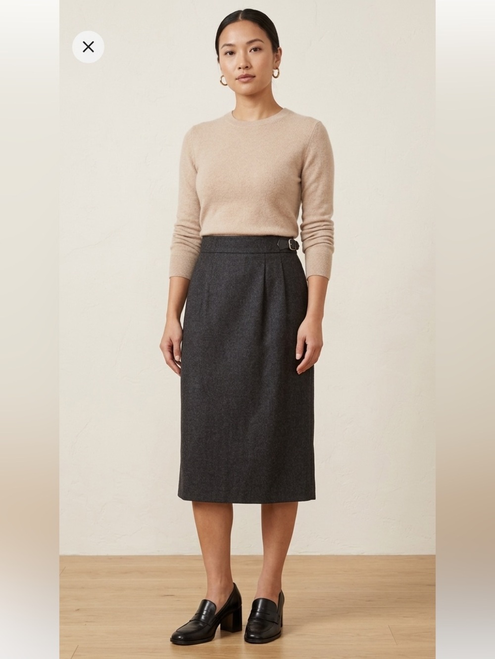 Vintage Jones New York Dark Gray Petite Side Closure Back Slit Pencil Skirt 6P